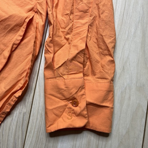FRANKIE SHOP Lui Organic Cotton Button Up Shirt Womens Size Large Coral Orange - Picture 9 of 12